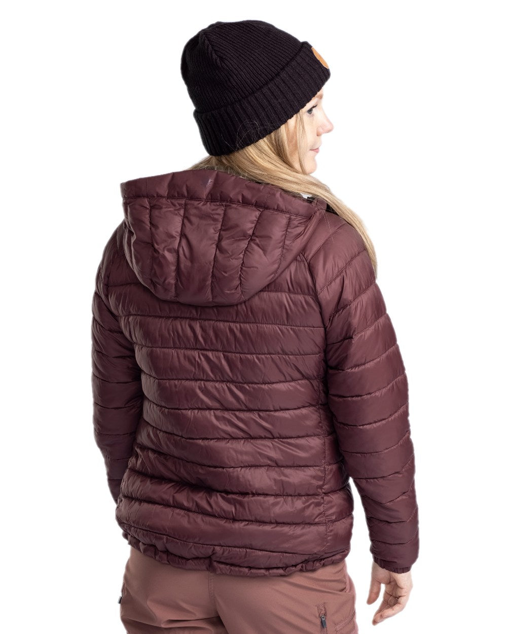 Earth Plum Coloured Pinewood Womens Abisko Insulation Jacket on white background #colour_earth-plum