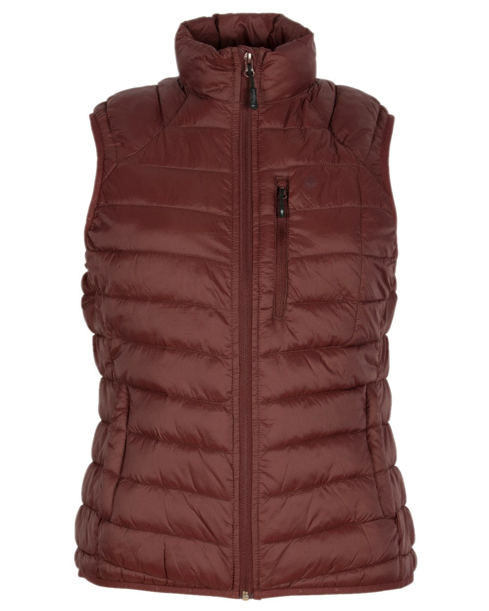Earth Plum Coloured Pinewood Womens Abisko Insulation Vest on white background #colour_earth-plum