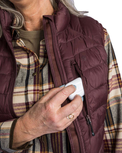 Earth Plum Coloured Pinewood Womens Abisko Insulation Vest on white background #colour_earth-plum