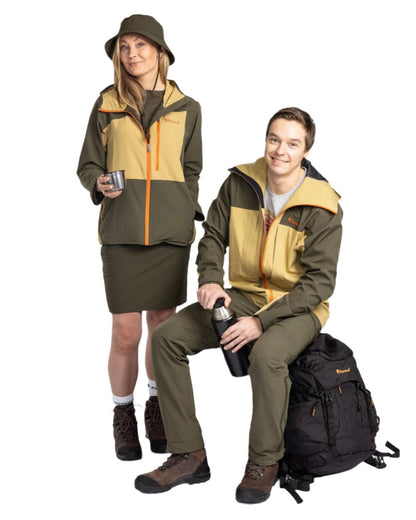 Golden Hay Mossgreen Coloured Pinewood Womens Abisko Light Stretch Jacket on white background #colour_golden-hay-mossgreen