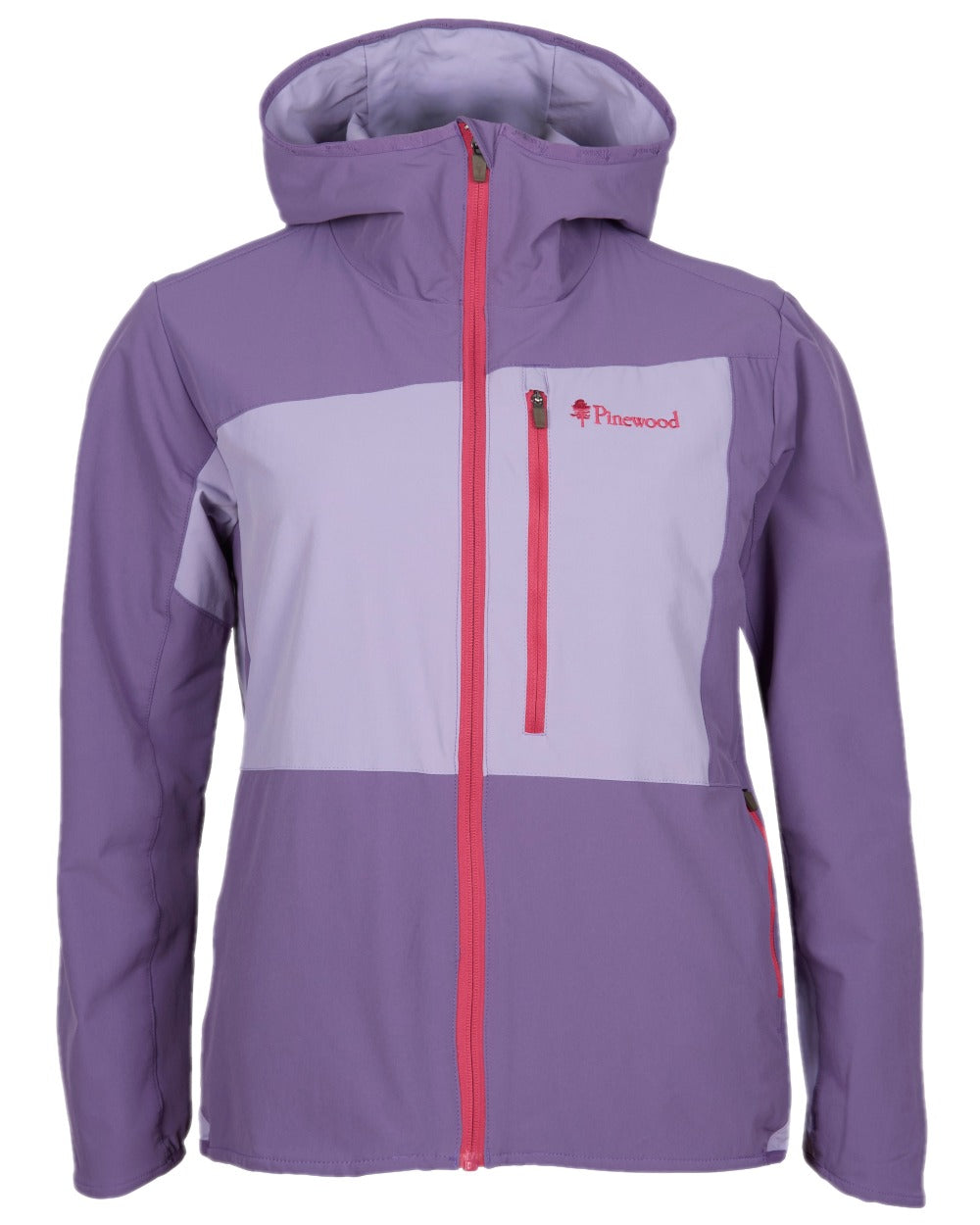Light Lilac Coloured Pinewood Womens Abisko Light Stretch Jacket on white background #colour_light-lilac