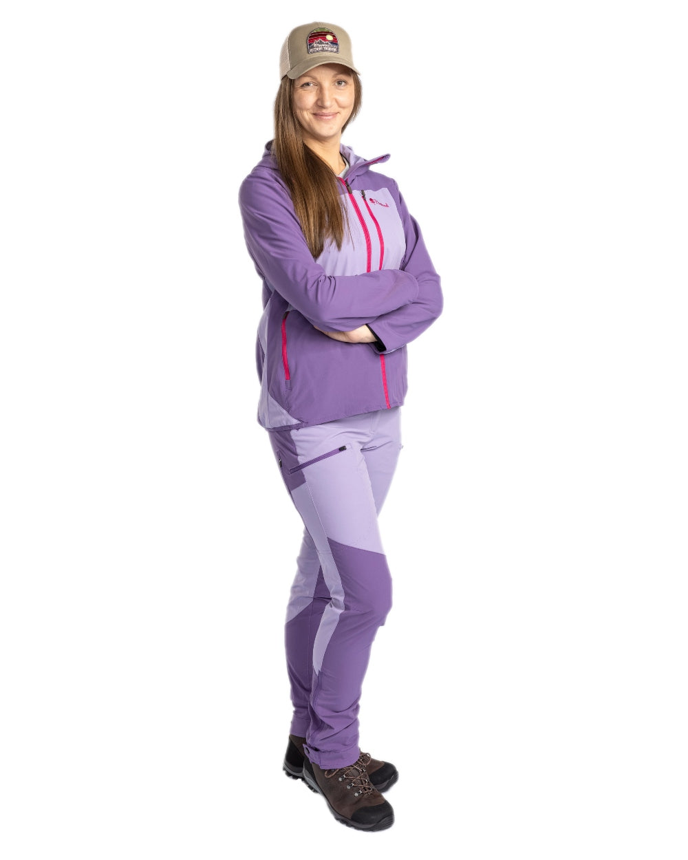 Light Lilac Coloured Pinewood Womens Abisko Light Stretch Jacket on white background #colour_light-lilac