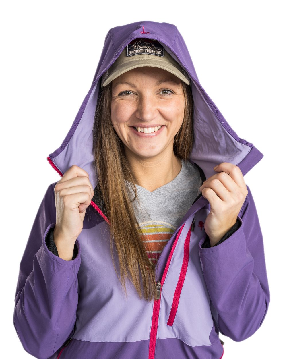 Light Lilac Coloured Pinewood Womens Abisko Light Stretch Jacket on white background #colour_light-lilac