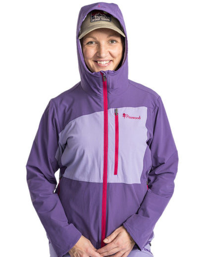 Light Lilac Coloured Pinewood Womens Abisko Light Stretch Jacket on white background #colour_light-lilac