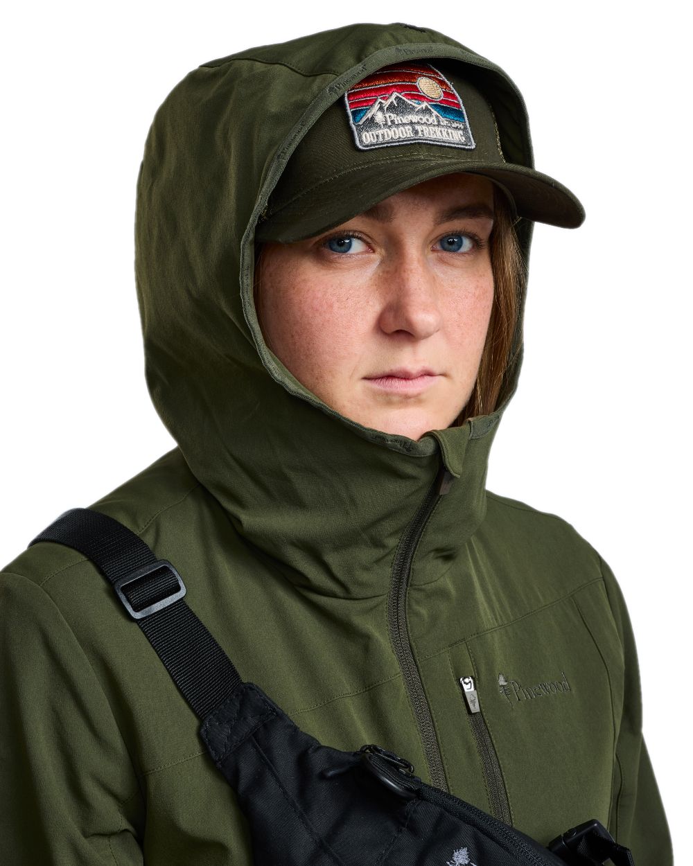 Mossgreen Coloured Pinewood Womens Abisko Light Stretch Jacket on white background #colour_mossgreen