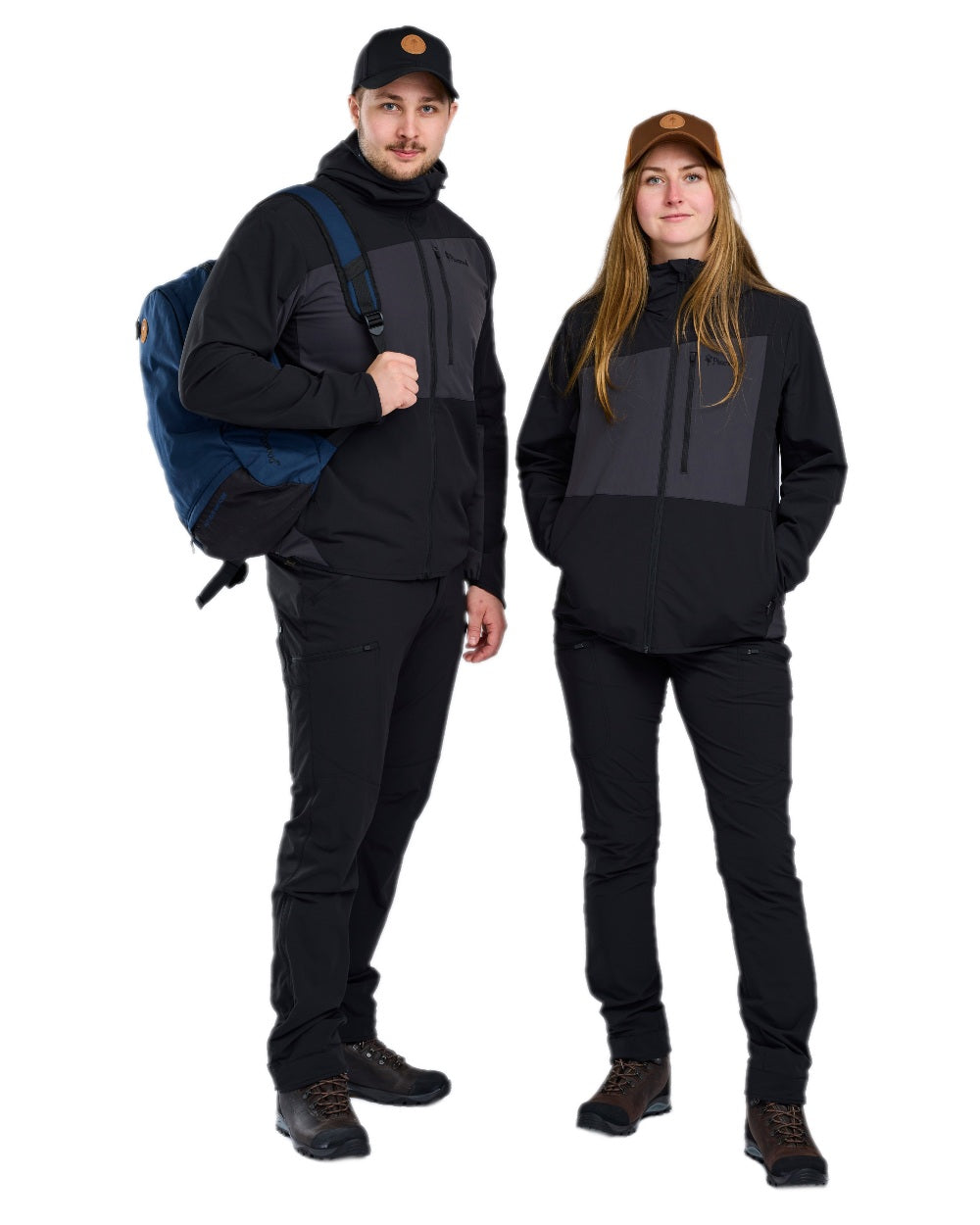 Black Coloured Pinewood Womens Abisko Light Stretch Trousers on white background #colour_black