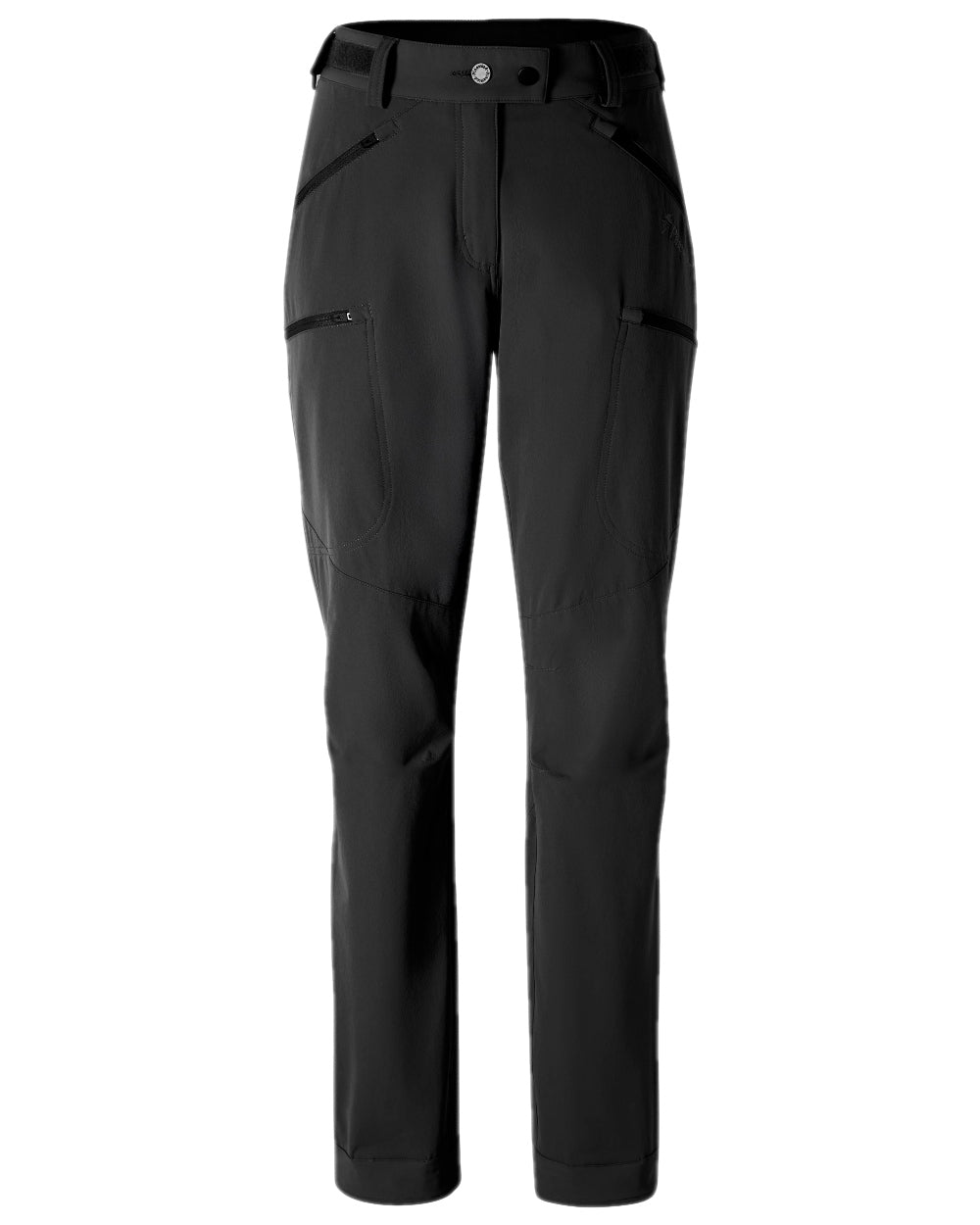 Black Coloured Pinewood Womens Abisko Light Stretch Trousers on white background #colour_black