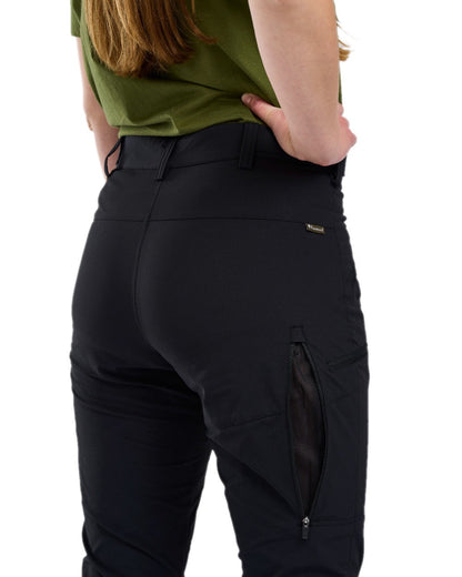 Black Coloured Pinewood Womens Abisko Light Stretch Trousers on white background #colour_black