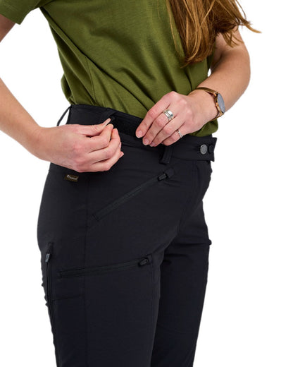 Black Coloured Pinewood Womens Abisko Light Stretch Trousers on white background #colour_black
