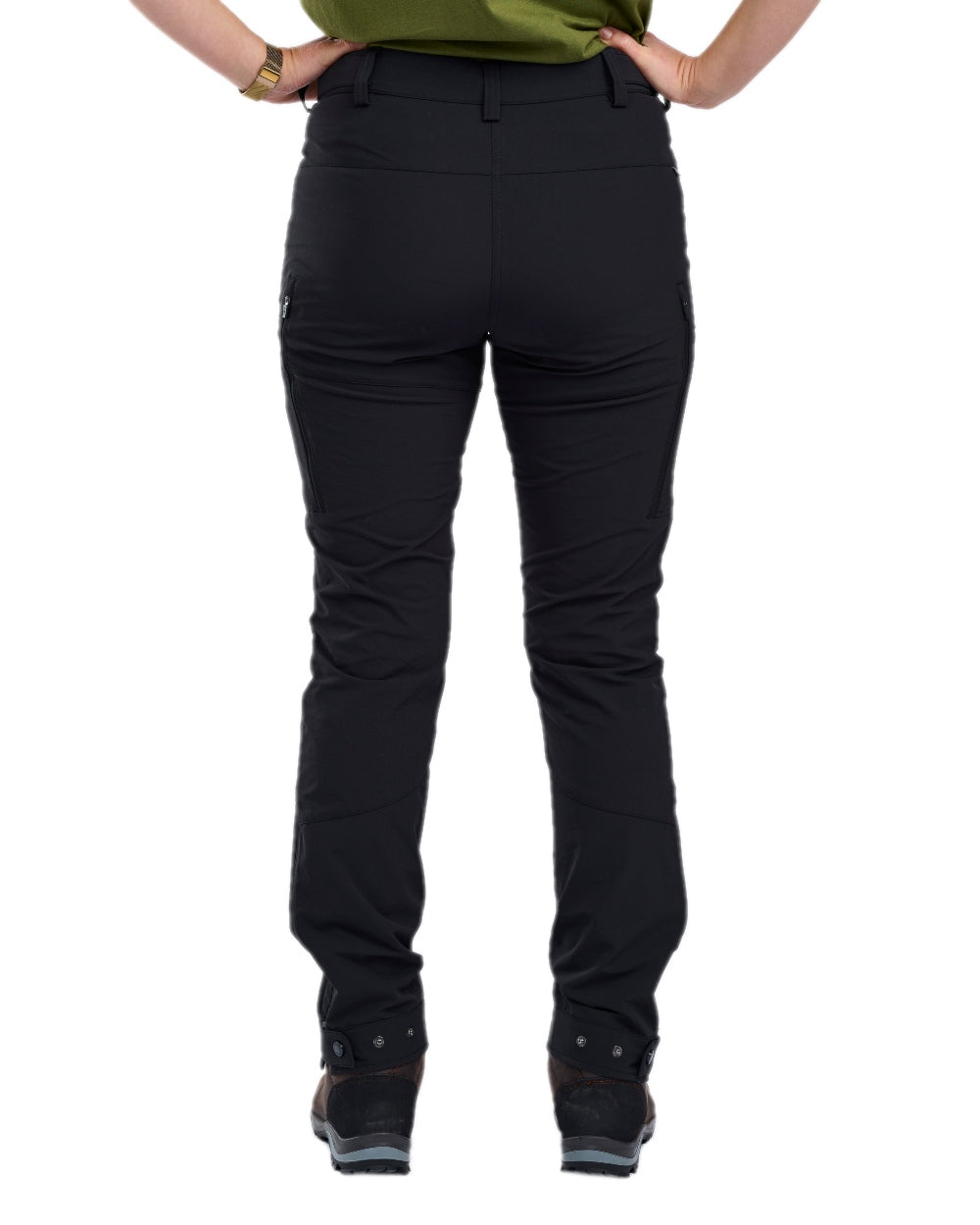 Black Coloured Pinewood Womens Abisko Light Stretch Trousers on white background #colour_black