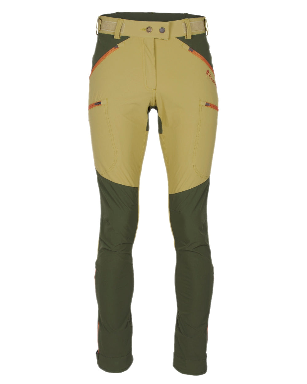 Golden Hay Mossgreen Coloured Pinewood Womens Abisko Light Stretch Trousers on white background #colour_golden-hay-mossgreen