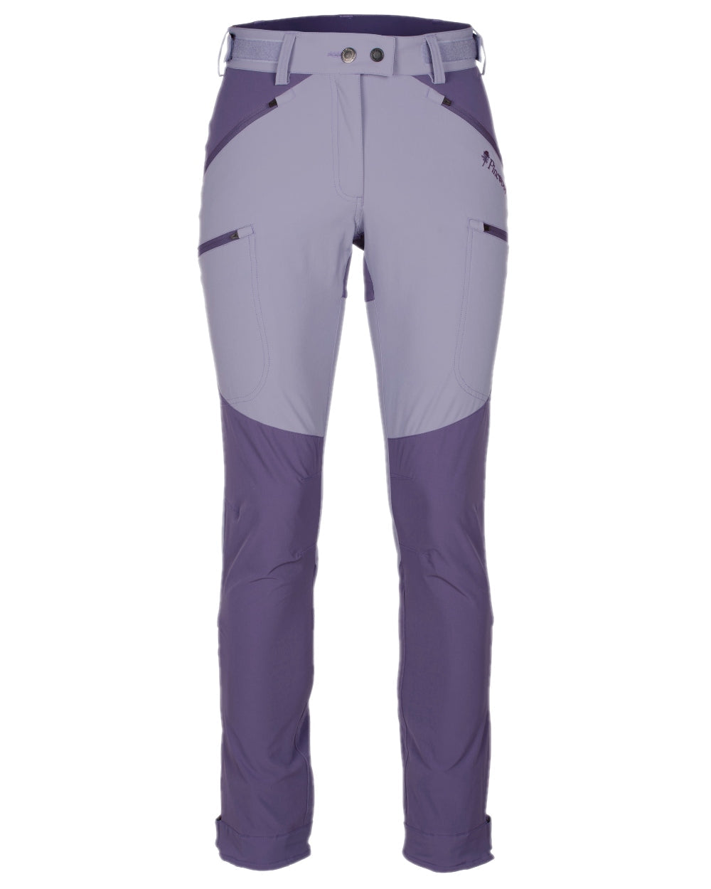 Light Lilac Coloured Pinewood Womens Abisko Light Stretch Trousers on white background #colour_light-lilac