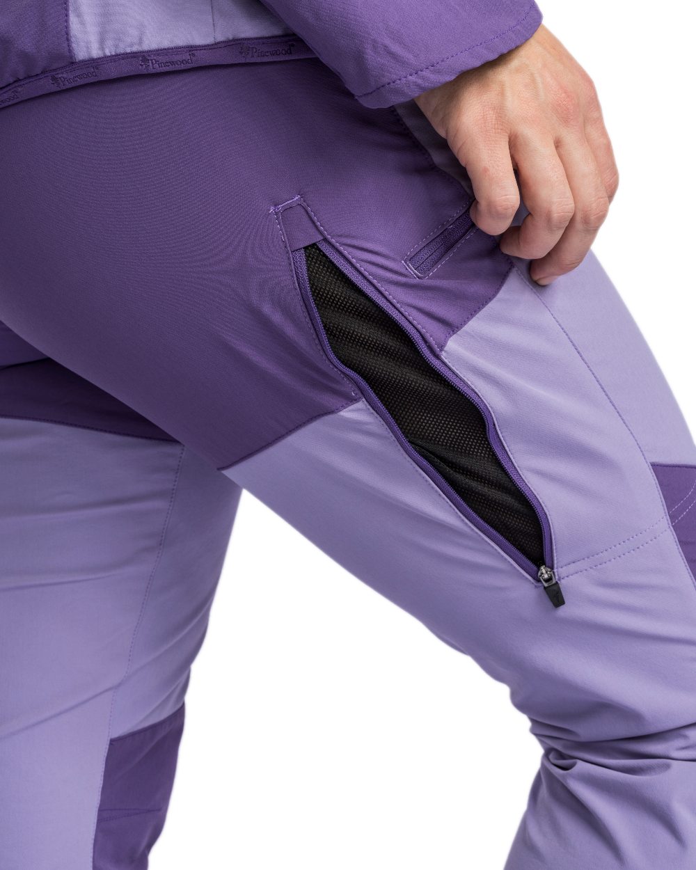 Light Lilac Coloured Pinewood Womens Abisko Light Stretch Trousers on white background #colour_light-lilac