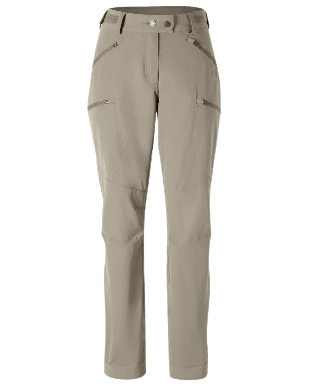 Mole Brown Coloured Pinewood Womens Abisko Light Stretch Trousers on white background #colour_mole-brown