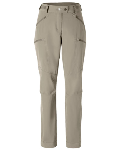 Mole Brown Coloured Pinewood Womens Abisko Light Stretch Trousers on white background #colour_mole-brown