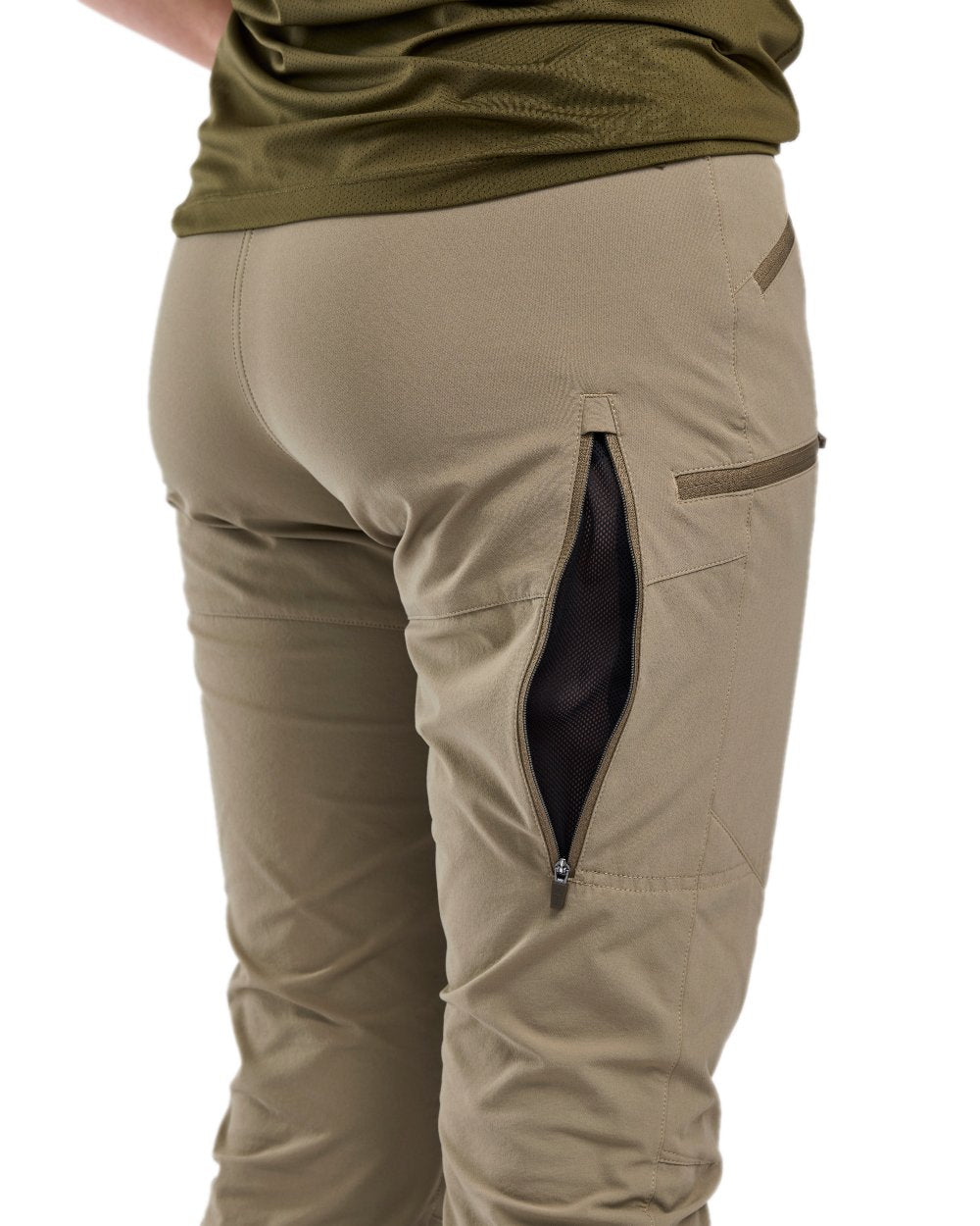 Mole Brown Coloured Pinewood Womens Abisko Light Stretch Trousers on white background #colour_mole-brown