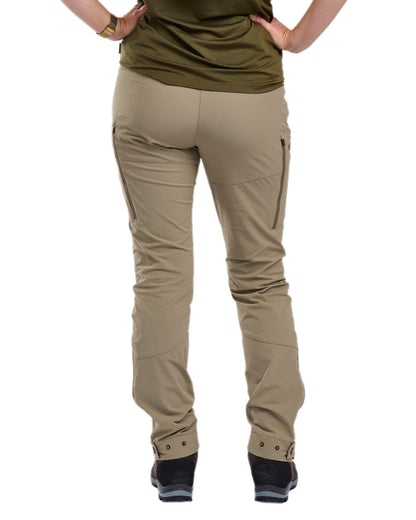 Mole Brown Coloured Pinewood Womens Abisko Light Stretch Trousers on white background #colour_mole-brown