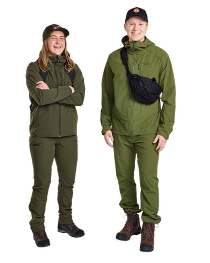 Mossgreen Coloured Pinewood Womens Abisko Light Stretch Trousers on white background #colour_mossgreen