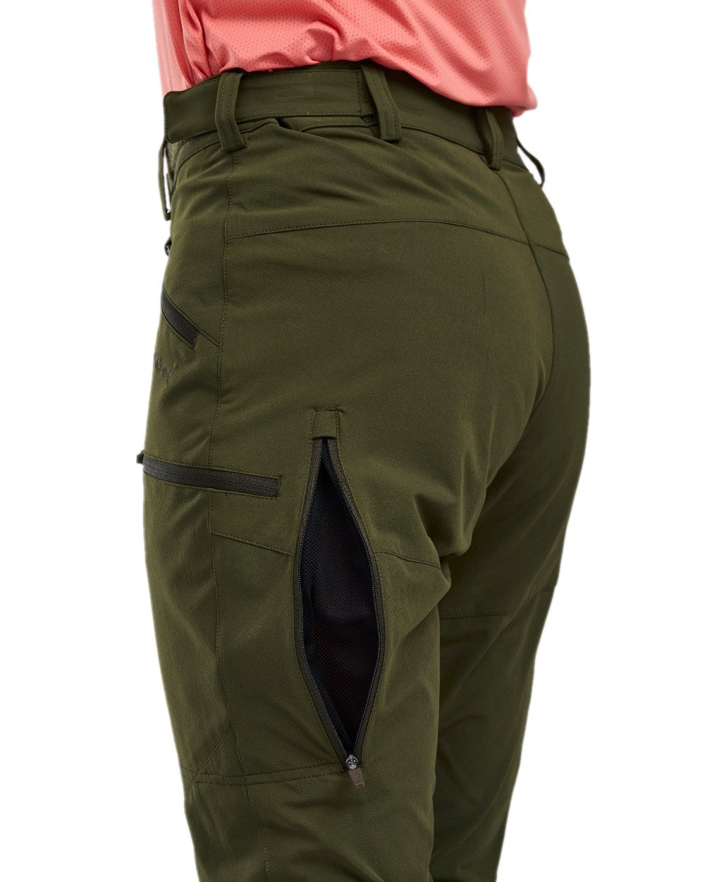 Mossgreen Coloured Pinewood Womens Abisko Light Stretch Trousers on white background #colour_mossgreen