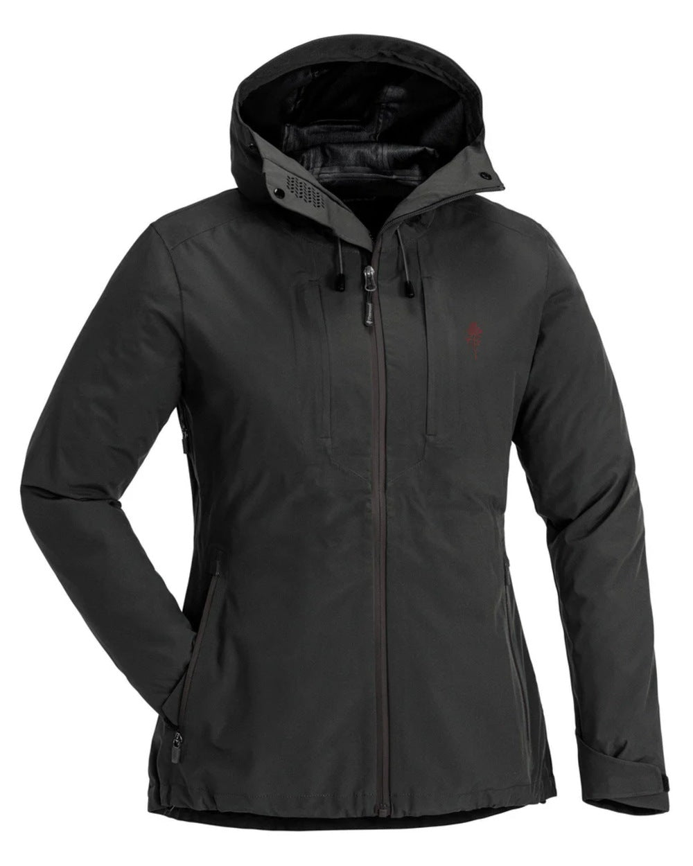 Dark Anthracite coloured Pinewood Womens Abisko Telluz Three Layer Jacket on white background #colour_dark-anthracite