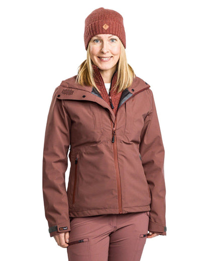 Marron Rose coloured Pinewood Womens Abisko Telluz Three Layer Jacket on white background #colour_marron-rose