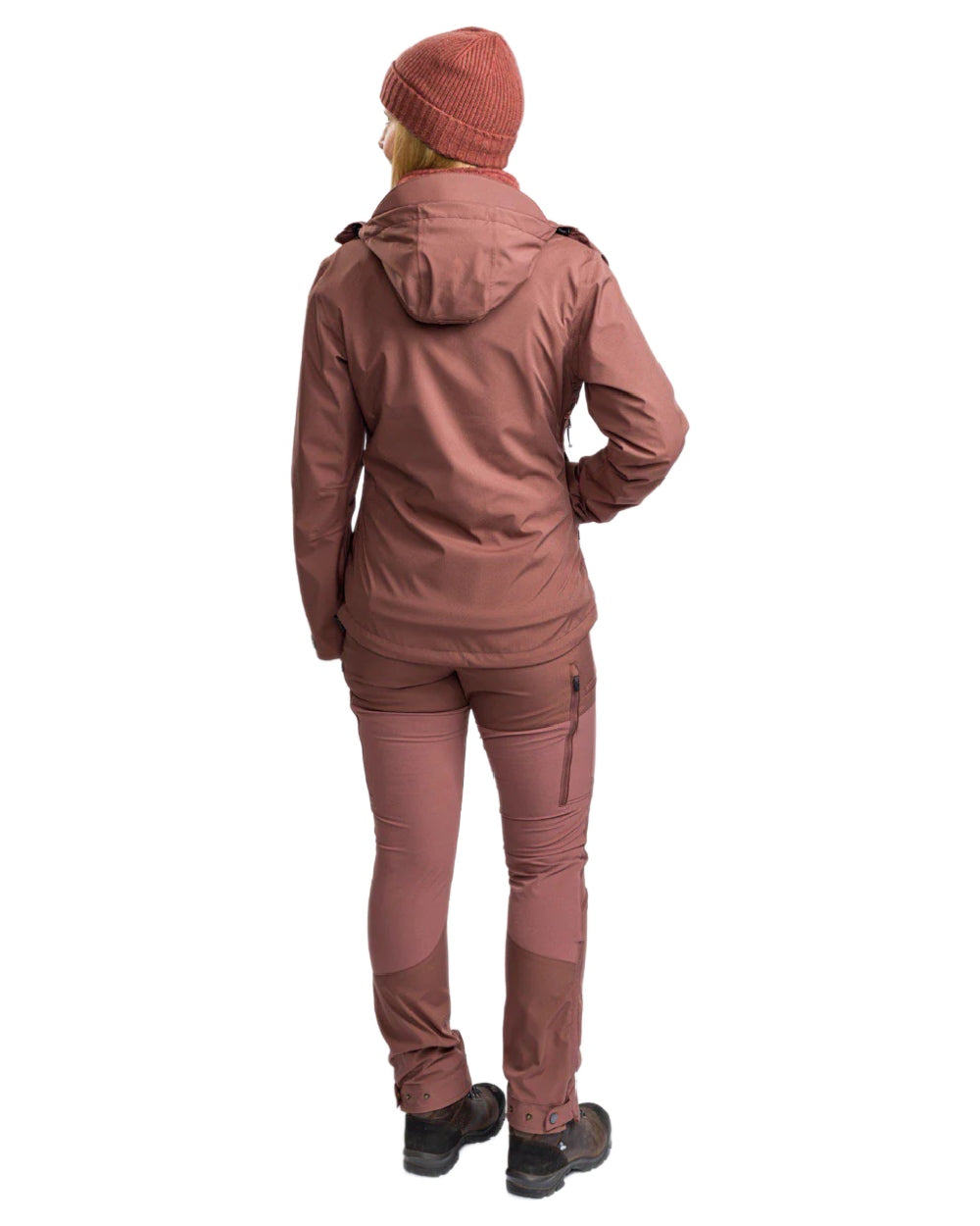 Marron Rose coloured Pinewood Womens Abisko Telluz Three Layer Jacket on white background #colour_marron-rose