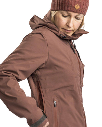 Marron Rose coloured Pinewood Womens Abisko Telluz Three Layer Jacket on white background #colour_marron-rose