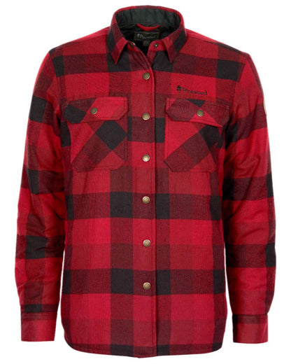 Red Black Coloured Pinewood Womens Canada Classic 2.0 Shirt on white background #colour_red-black