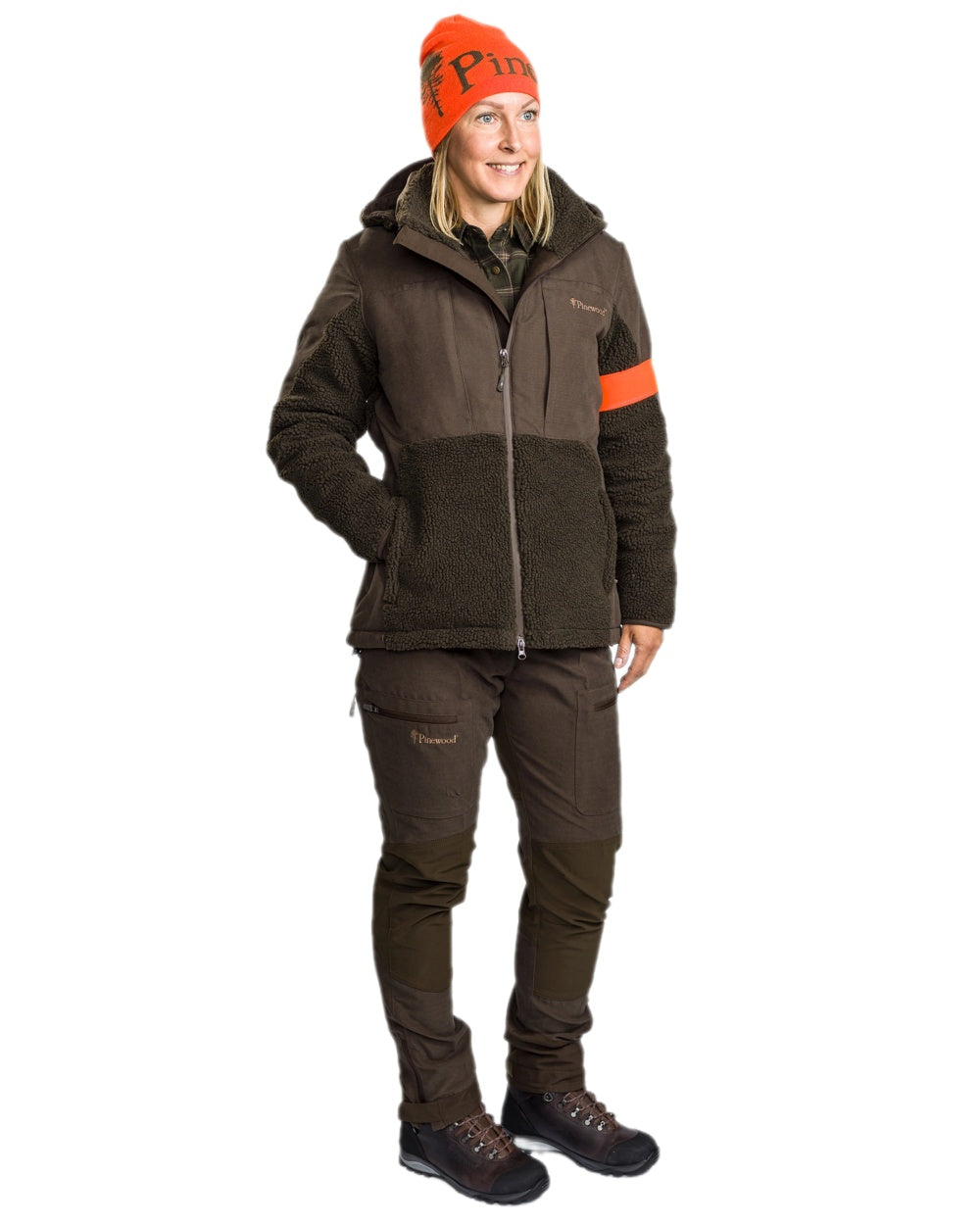 Suede Brown Dark Olive Coloured Pinewood Womens Furudal Caribou Hunt Trousers on white background #colour_suede-brown-dark-olive