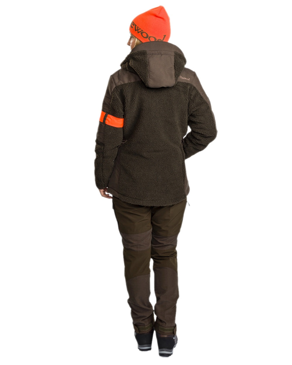 Suede Brown Dark Olive Coloured Pinewood Womens Furudal Caribou Hunt Trousers on white background #colour_suede-brown-dark-olive
