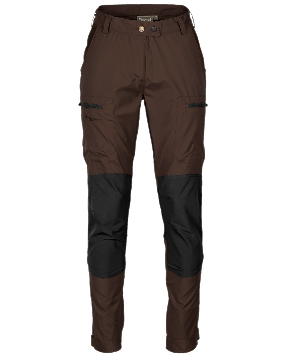 Dark Brown Black Coloured Pinewood Womens Caribou TC Trousers on white background #colour_dark-brown-black