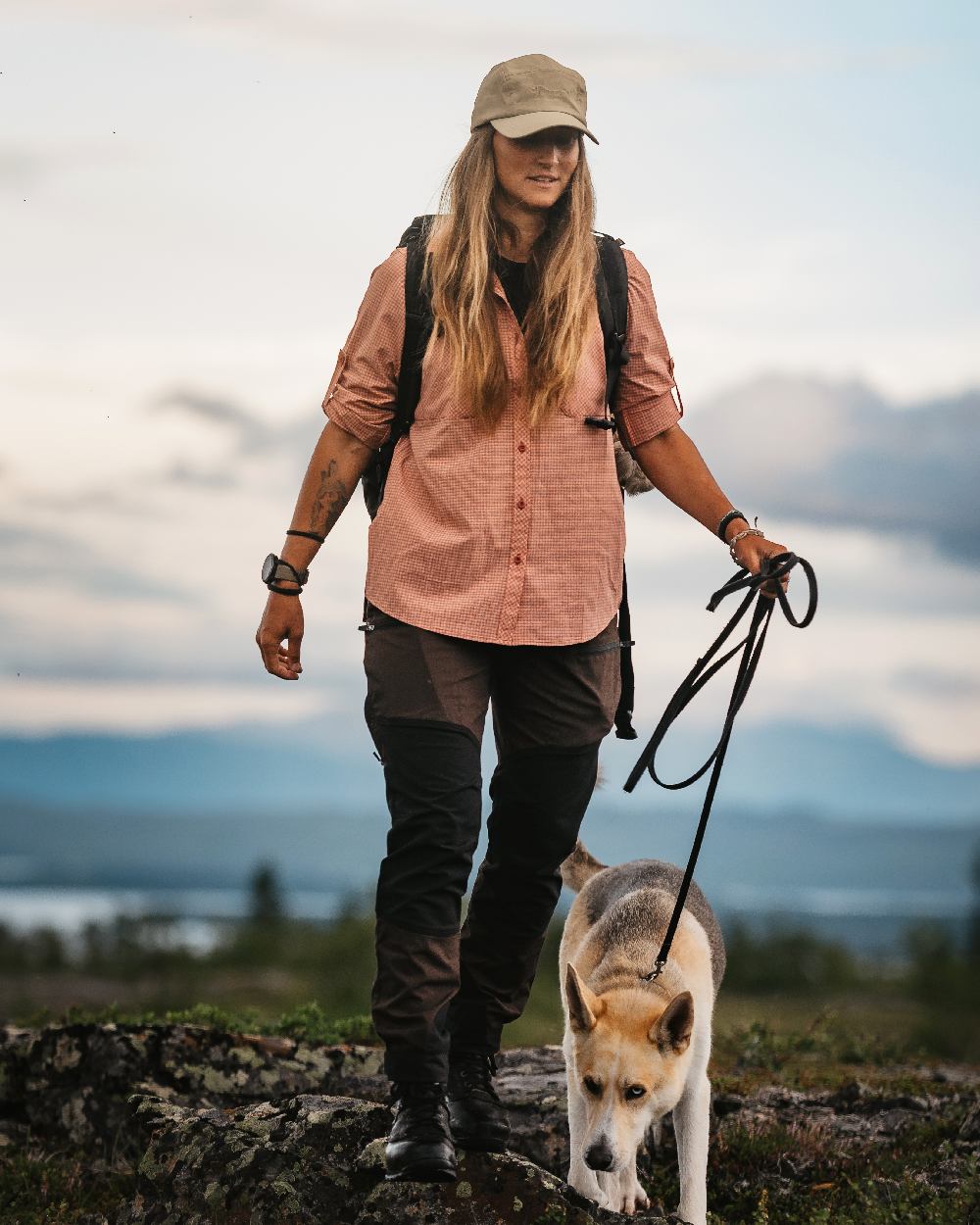 Dark Brown Black Coloured Pinewood Womens Caribou TC Trousers on outdoor background #colour_dark-brown-black