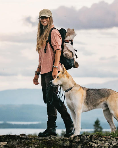 Dark Brown Black Coloured Pinewood Womens Caribou TC Trousers on outdoor background #colour_dark-brown-black