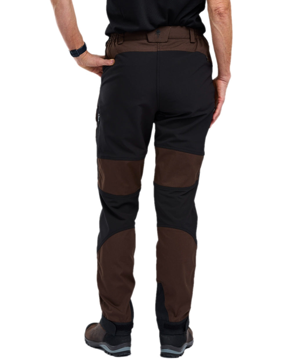 Dark Brown Black Coloured Pinewood Womens Caribou TC Trousers on white background #colour_dark-brown-black