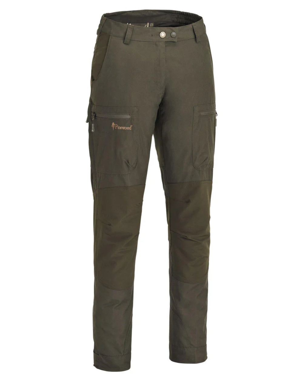 Dark Olive coloured Pinewood Womens Caribou TC Trousers on white background #colour_dark-olive