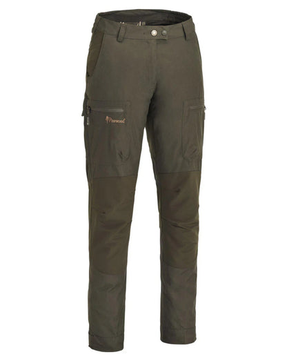 Dark Olive coloured Pinewood Womens Caribou TC Trousers on white background #colour_dark-olive