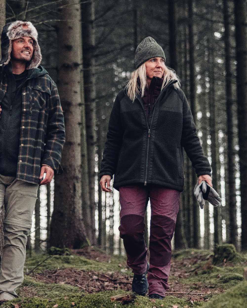 Light Plum Earth Plum Coloured Pinewood Womens Caribou TC Trousers on outdoor background #colour_light-plum-earth-plum
