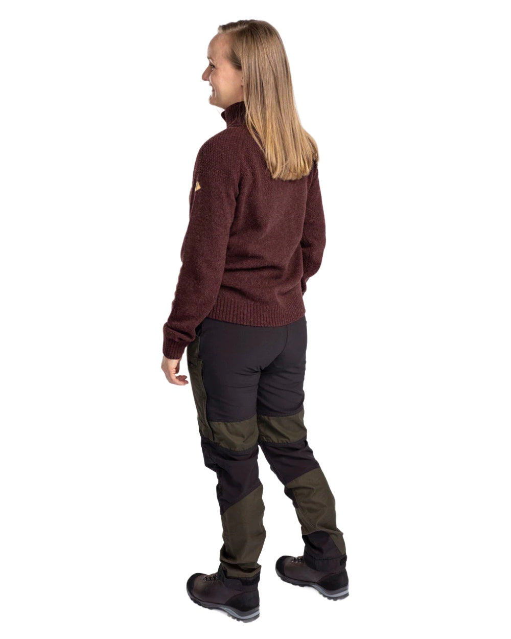 Moss Green Black coloured Pinewood Womens Caribou TC Trousers on white background #colour_moss-green-black