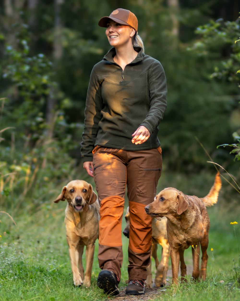 Nougat Fudge Coloured Pinewood Womens Caribou TC Trousers on outdoor background #colour_nougat-fudge