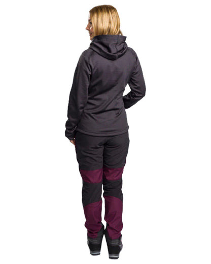 Plum Dark Anthracite coloured Pinewood Womens Caribou TC Trousers on white background #colour_plum-dark-anthracite