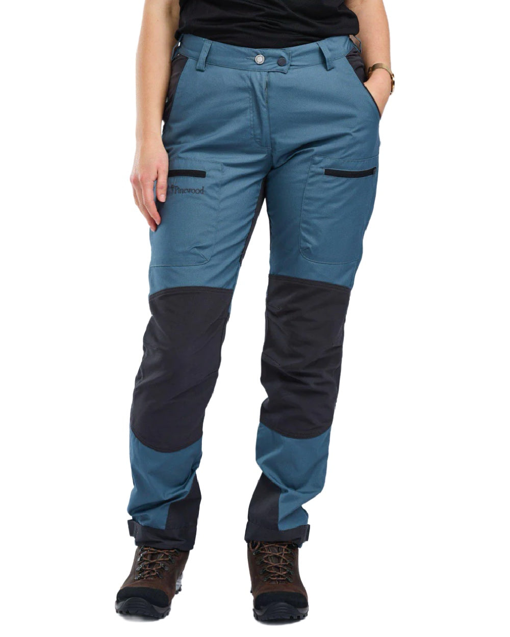 Storm Blue Dark Anthracite coloured Pinewood Womens Caribou TC Trousers on white background #colour_storm-blue-dark-anthracite