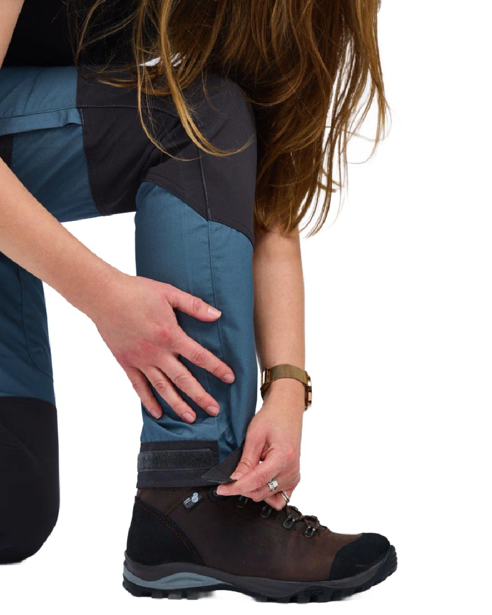 Storm Blue Dark Anthracite coloured Pinewood Womens Caribou TC Trousers on white background #colour_storm-blue-dark-anthracite