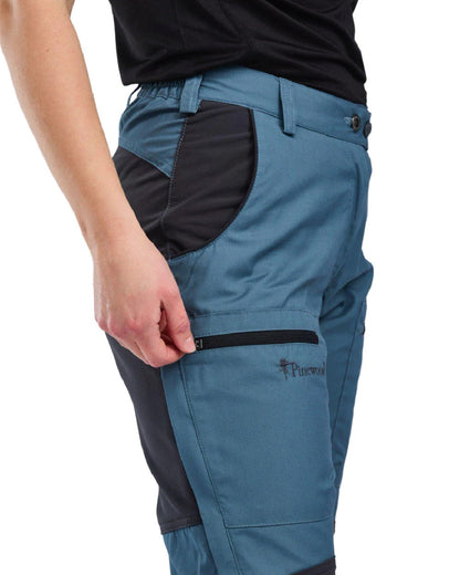 Storm Blue Dark Anthracite coloured Pinewood Womens Caribou TC Trousers on white background #colour_storm-blue-dark-anthracite