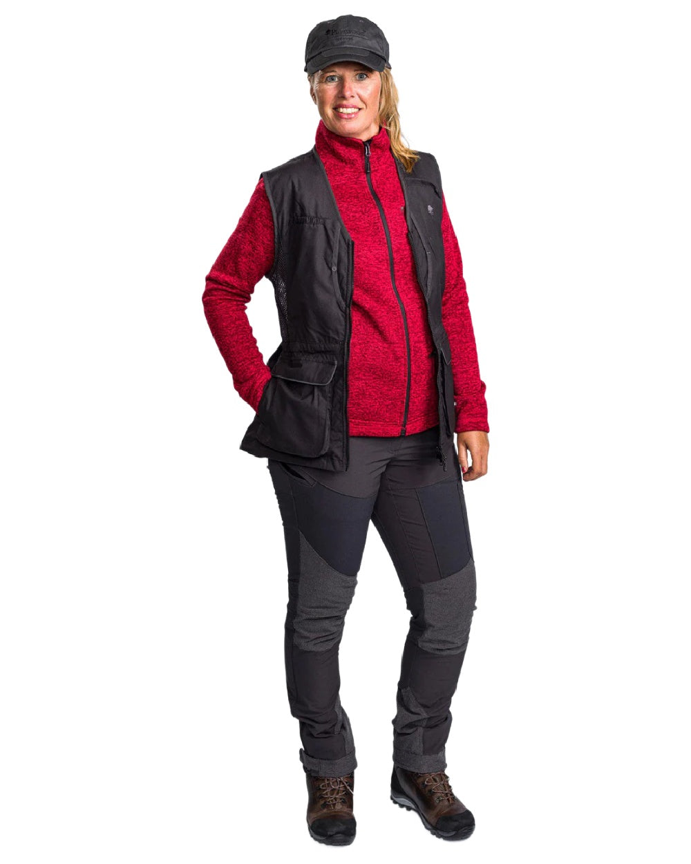Black Dark Anthracite coloured Pinewood Womens Dog Sports 2.0 Vest on white background #colour_black-dark-anthracite