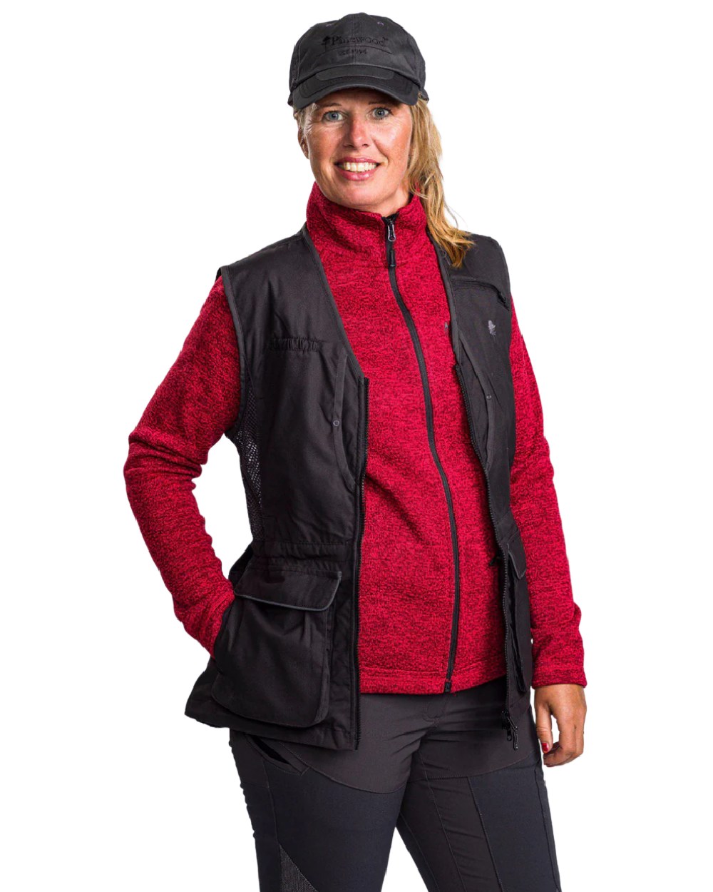 Black Dark Anthracite coloured Pinewood Womens Dog Sports 2.0 Vest on white background #colour_black-dark-anthracite