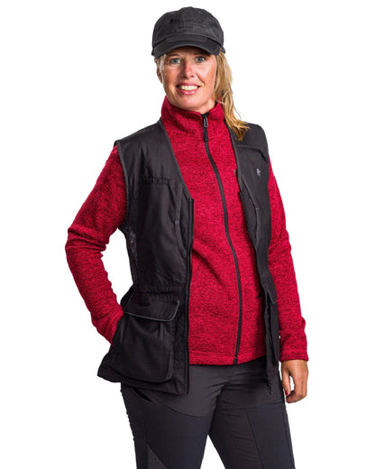 Black Dark Anthracite coloured Pinewood Womens Dog Sports 2.0 Vest on white background #colour_black-dark-anthracite