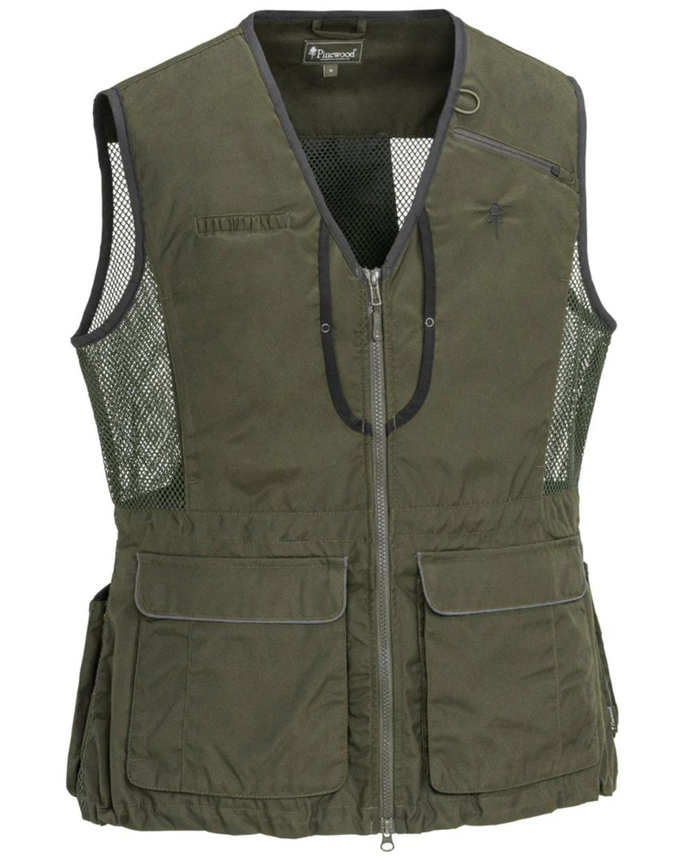 Black Moss Green coloured Pinewood Womens Dog Sports 2.0 Vest on white background #colour_moss-green