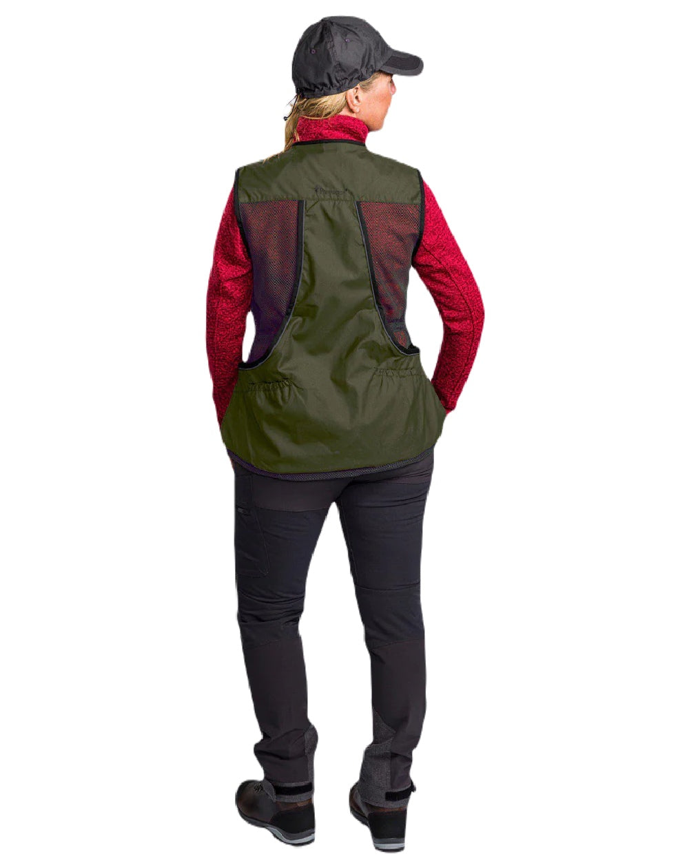 Black Moss Green coloured Pinewood Womens Dog Sports 2.0 Vest on white background #colour_black-moss-green
