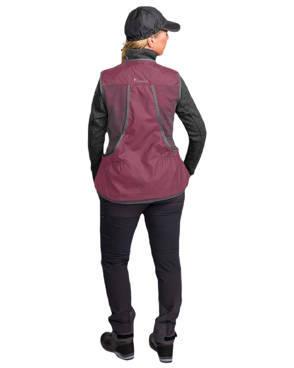 Plum Dark Anthracite coloured Pinewood Womens Dog Sports 2.0 Vest on white background #colour_plum-dark-anthracite