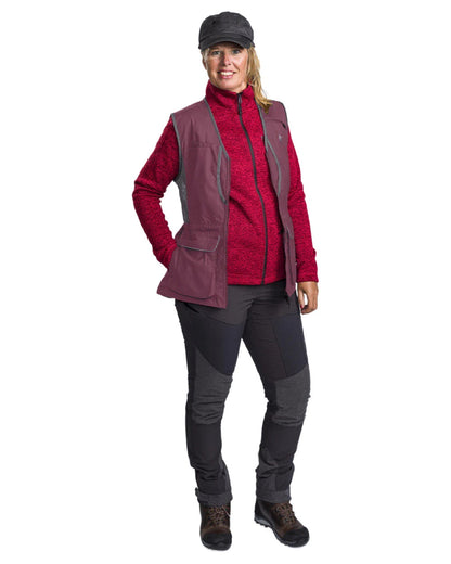 Plum Dark Anthracite coloured Pinewood Womens Dog Sports 2.0 Vest on white background #colour_plum-dark-anthracite